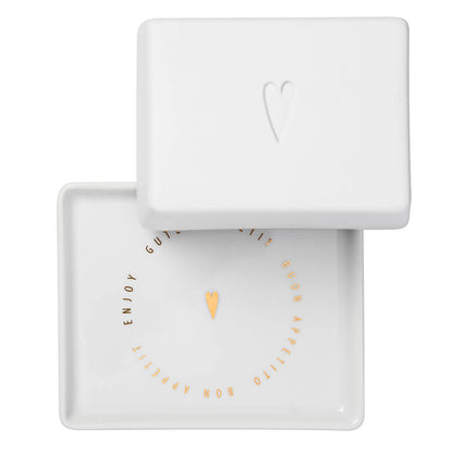 Butterdose ( klein ) halb  aus Porzellan " Herz " von räder design Enjoy Single Geschenk