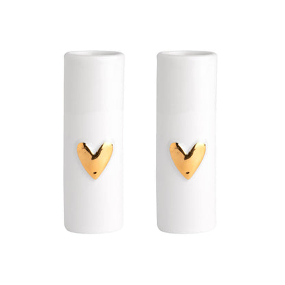 Minivasen aus Porzellan 2er-Set "Herz, gold " von räder design Hochzeit Liebe Valentinstag Verlobung Geschenk