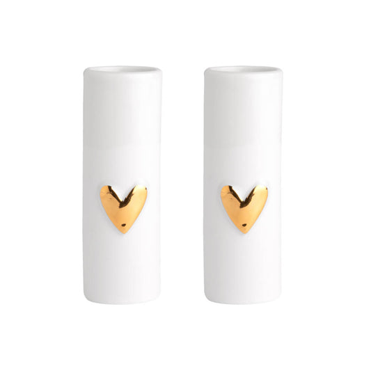 Minivasen aus Porzellan 2er-Set "Herz, gold " von räder design Hochzeit Liebe Valentinstag Verlobung Geschenk