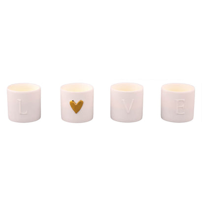 Teelichthalter aus Porzellan 4er-Set "Love" von räder design Hochzeit Liebe Verlobung Geschenk