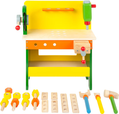 kleine Werkbank aus Holz mit Zubehör von small foot - Bauen Werkzeug Schraubenzieher