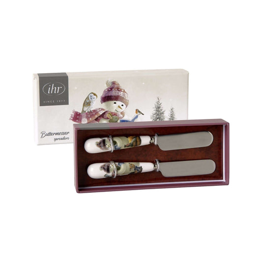 Buttermesser 2er-Set mit Porzellangriffen Wintermotiv von ihr - Weihnachten Weihnachtsdekoration