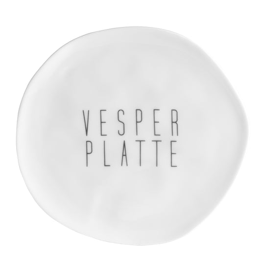Kleiner Teller "Vesperplatte" aus Porzellan von räder design - Teller mit Spruch D.14cm
