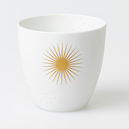 feiner Teelichthalter aus Porzellan " Sommerlicht " Sonne  von räder design