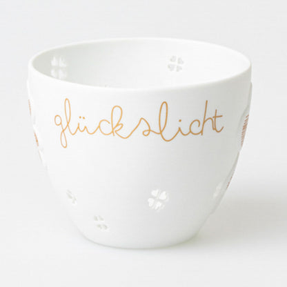 feiner Teelichthalter (klein) aus Porzellan " Glückslicht " von räder design