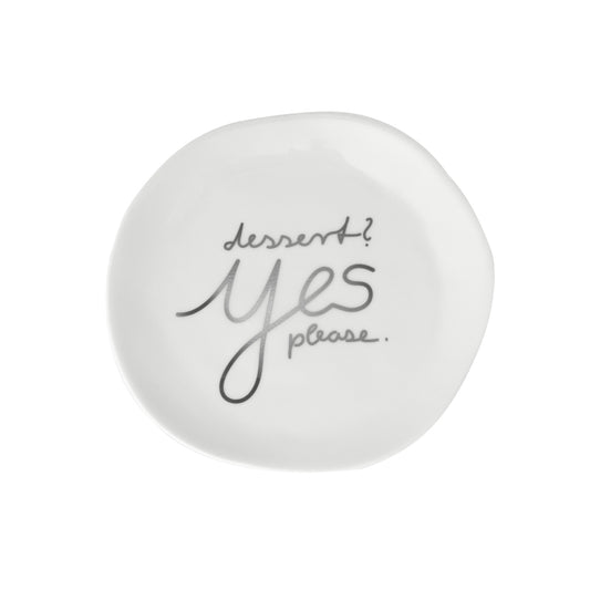Teller (klein) aus Porzellan " Dessert? Yes, please " von räder design