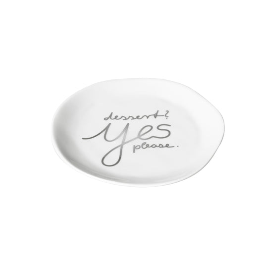 Teller (klein) aus Porzellan " Dessert? Yes, please " von räder design