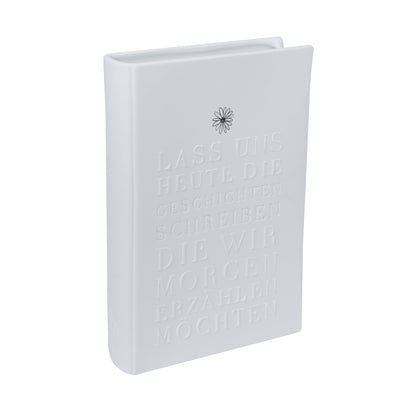 Vase aus Porzellan Buchform " Lass uns Geschichten schreiben " von räder design