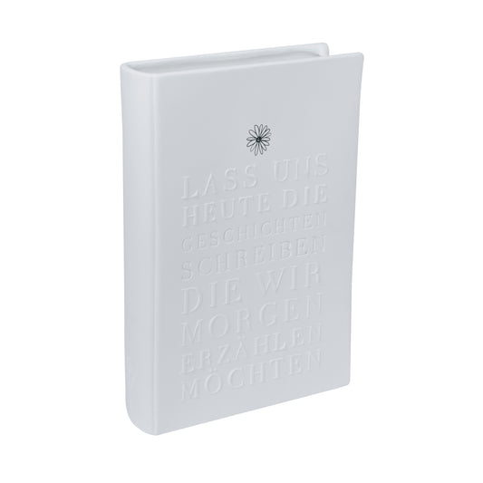 Vase aus Porzellan Buchform " Lass uns Geschichten schreiben " von räder design