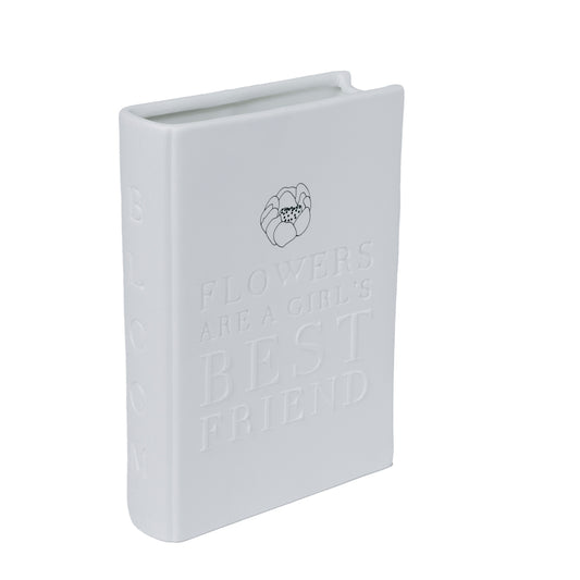 Vase aus Porzellan Buchform "Flowers are a girls best friend" von räder design ausgefallene Vase