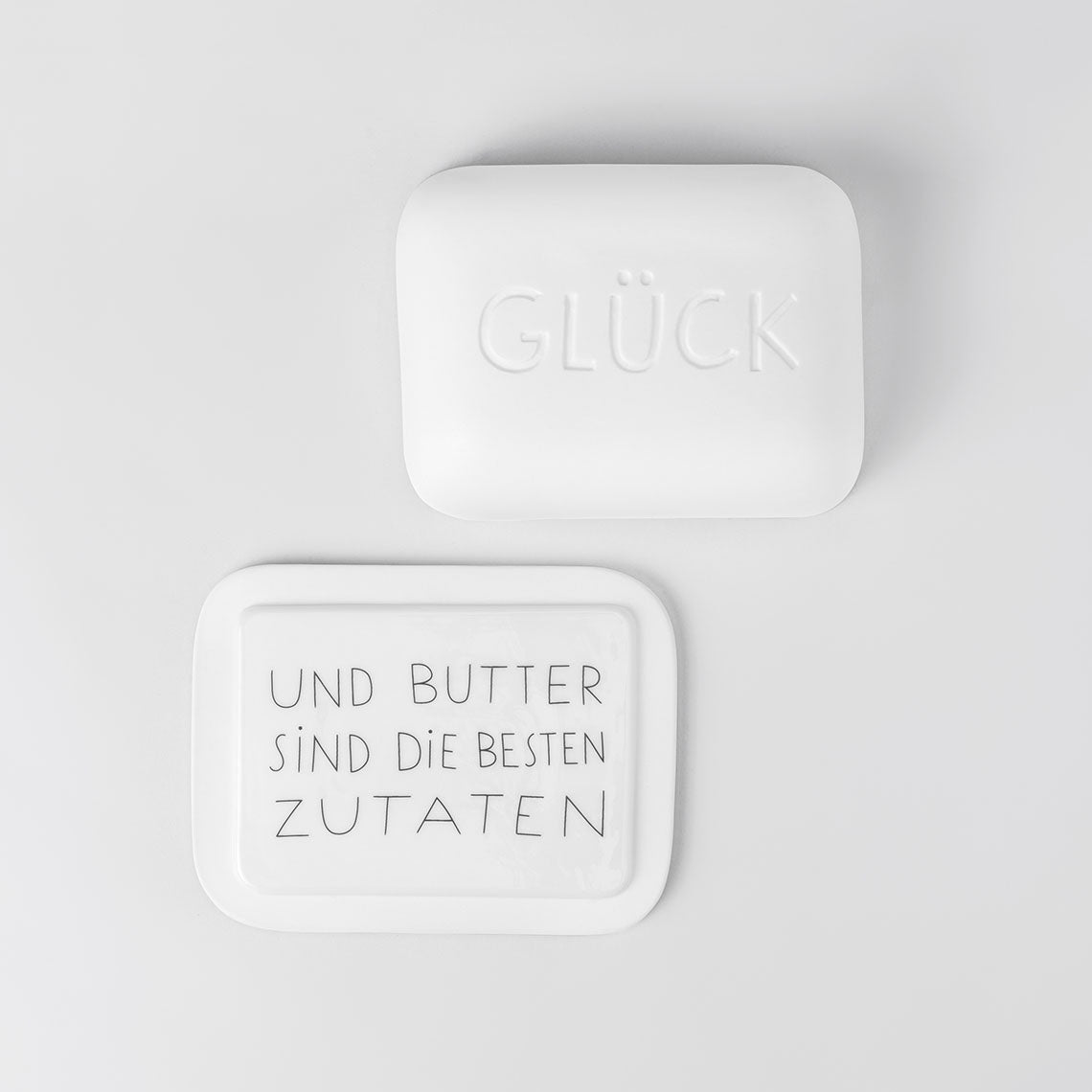Guten Morgen Butterdose „Glück“ aus Porzellan von räder design