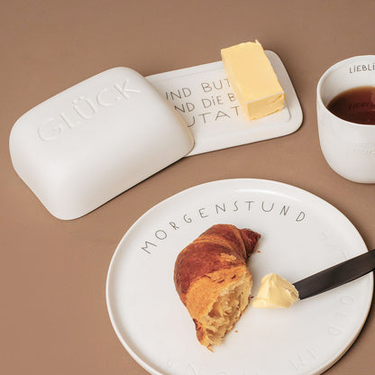 Guten Morgen Butterdose „Glück“ aus Porzellan von räder design