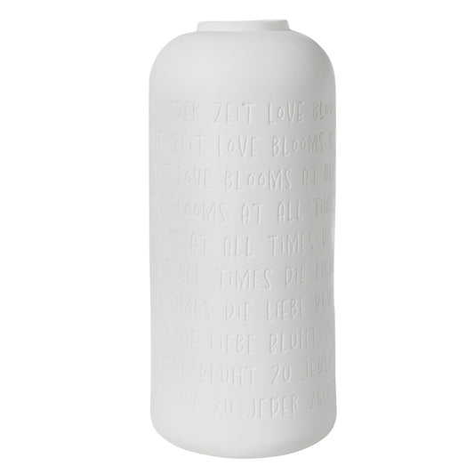 Vase aus Porzellan mit Gravur "Die Liebe blüht zu jeder Zeit" von räder - Geschenk Blumen