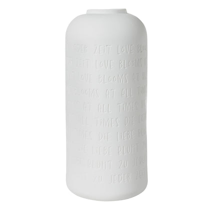 Vase aus Porzellan mit Gravur "Die Liebe blüht zu jeder Zeit" von räder - Geschenk Blumen