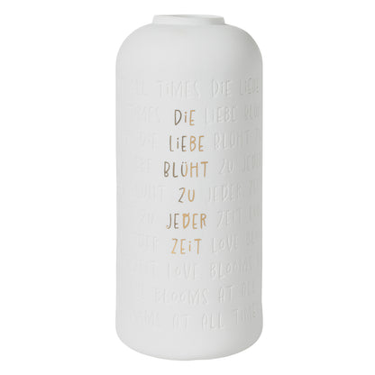 Vase aus Porzellan mit Gravur "Die Liebe blüht zu jeder Zeit" von räder - Geschenk Blumen