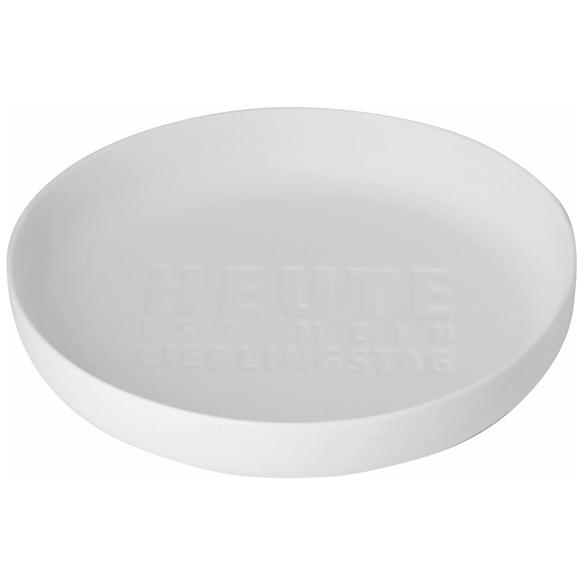 flache Schale aus Porzellan "Heute ist mein Lieblingstag" von räder design