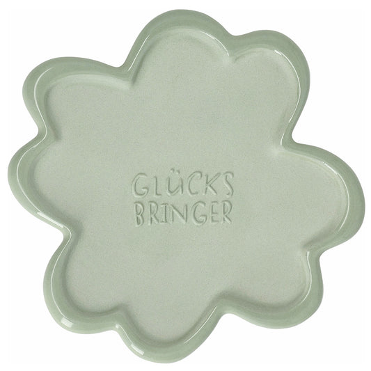 Teller (klein) Kleeblatt grün "Glücksbringer" von räder design - Geschenkidee