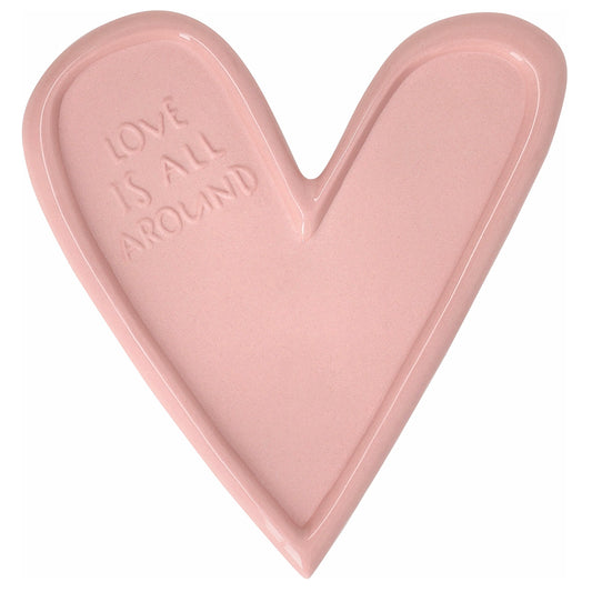 Teller (klein) Herz rosa "Love is all around" von räder design - Geschenkidee Liebe