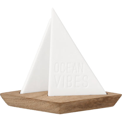 Meeresgruß Ocean vibes Maritime Deko Segelschiff Porzellan & Holz aus der Kollektion 2026 von räder design 8,1x3,9x6,9cm