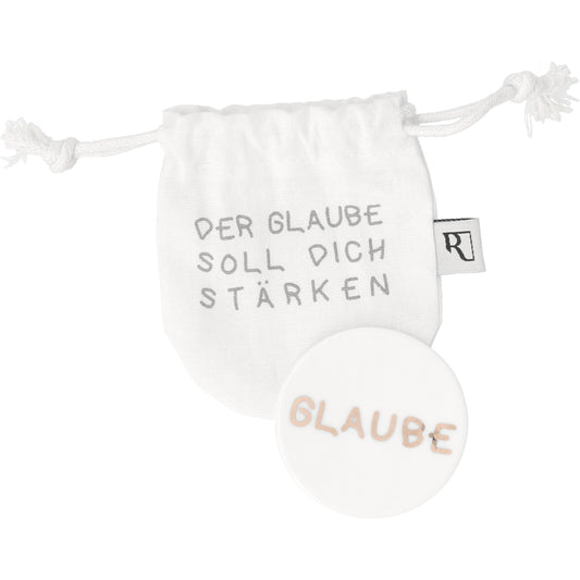 Glaubensfreude Taube Porzellan Münze Freiheit Taube Glaube Positiv Zukunft von räder design Neuheit 2026 im Stoffsäckchen 5x5x0,3cm
