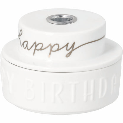 Lichttörtchen Happy Birthday D.7cm H.4,9cm Neuheit von räder design Geburtstagsgeschenk