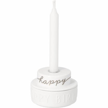 Lichttörtchen Happy Birthday D.7cm H.4,9cm Neuheit von räder design Geburtstagsgeschenk