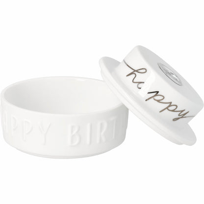 Lichttörtchen Happy Birthday D.7cm H.4,9cm Neuheit von räder design Geburtstagsgeschenk