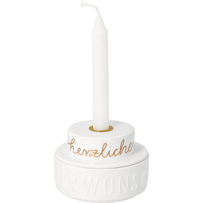 Lichttörtchen Herzlichen Glückwunsch von räder design Lichttorte zum Geburtstag D.7cm H.4,9cm