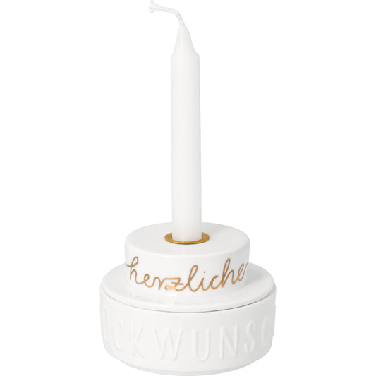 Lichttörtchen Herzlichen Glückwunsch von räder design Lichttorte zum Geburtstag D.7cm H.4,9cm