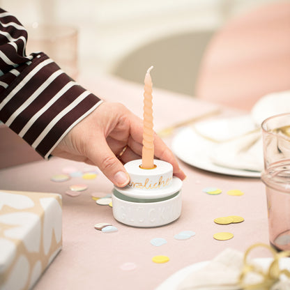 Lichttörtchen Herzlichen Glückwunsch von räder design Lichttorte zum Geburtstag D.7cm H.4,9cm