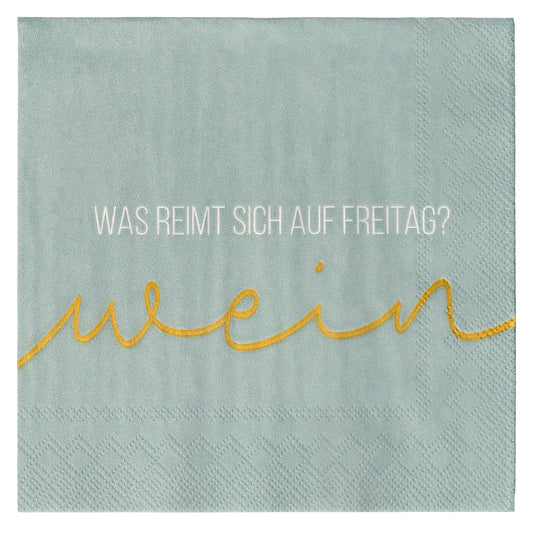 Cocktailservietten "Was reimt sich auf Freitag? Wein" Serviette 2026 von räder design