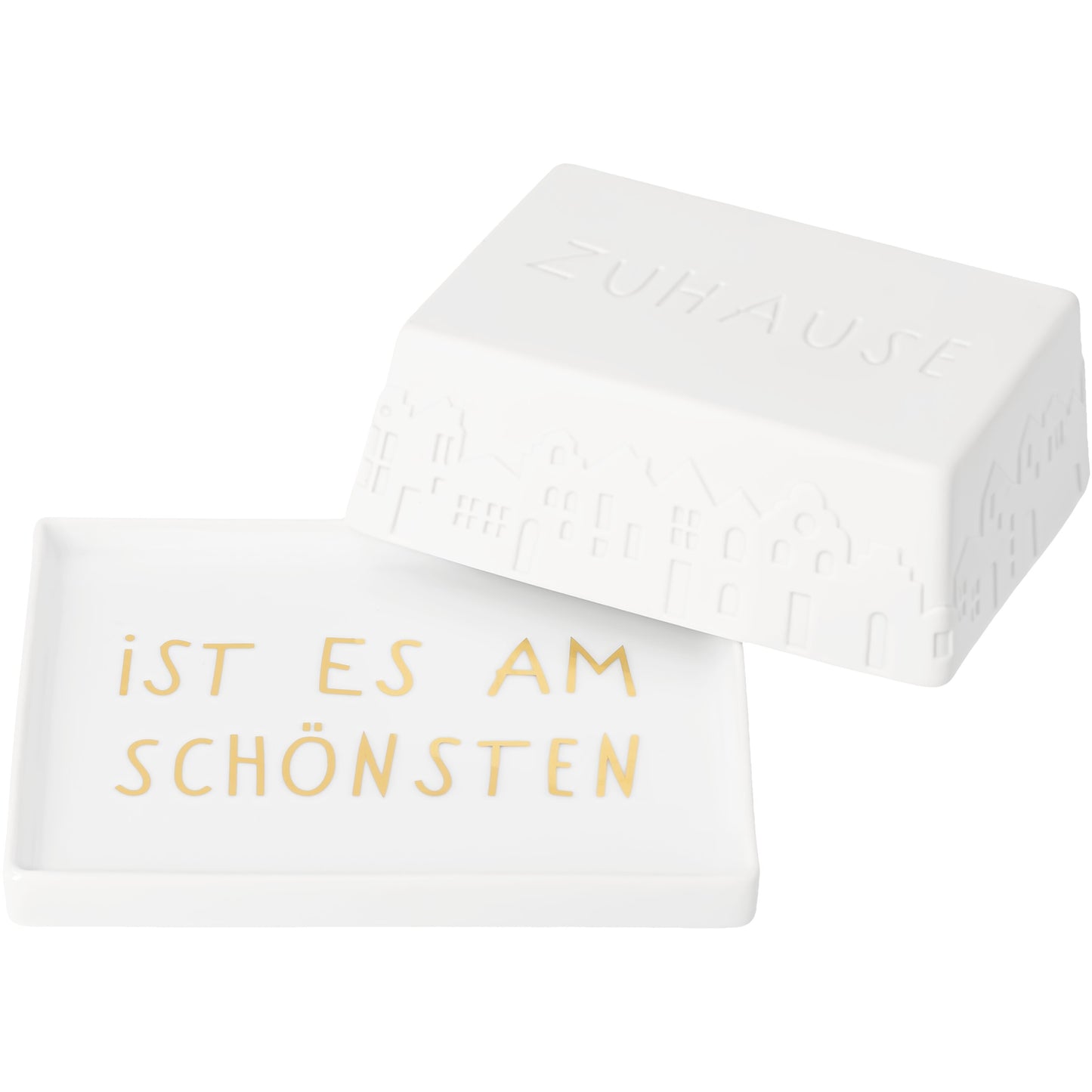 Butterdose Zuhause ist es am schönsten aus Porzellan von räder design Maße:  14,6x11,5x5,5cm