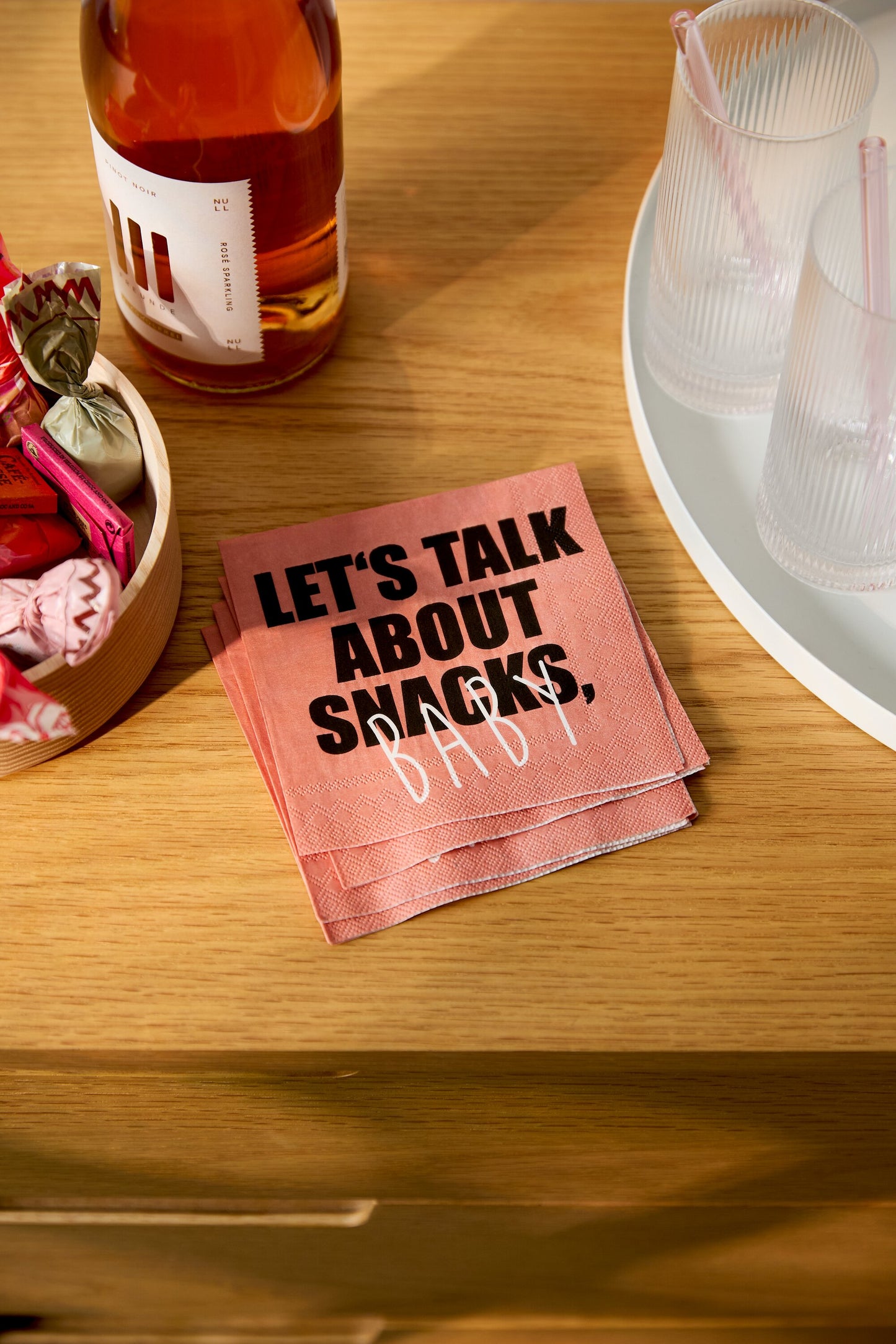 Cocktailserviette Let´s talk about Snacks Baby 25x25cm von räder design