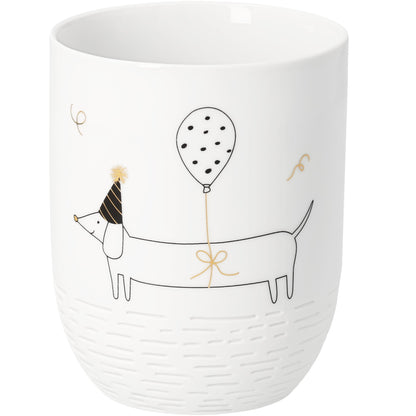 Dackel Becher Luftballon von räder design für Hundefreunde Maße: D.8,5cm H.10,5cm