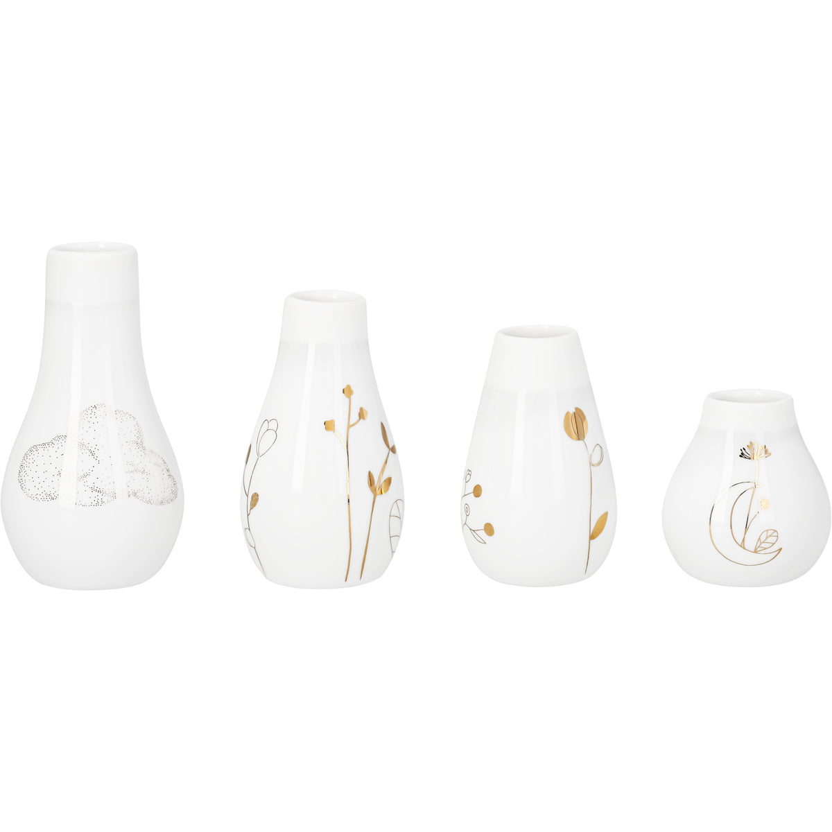 Minivasen Himmelsgarten 4er Set von räder design moderne Dekoration aus Porzellan D.3,8-4,3cm, H.4,4-8cm