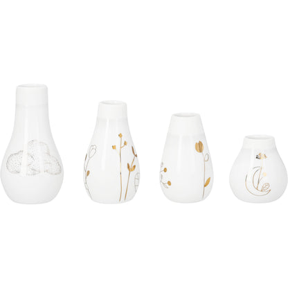 Minivasen Himmelsgarten 4er Set von räder design moderne Dekoration aus Porzellan D.3,8-4,3cm, H.4,4-8cm