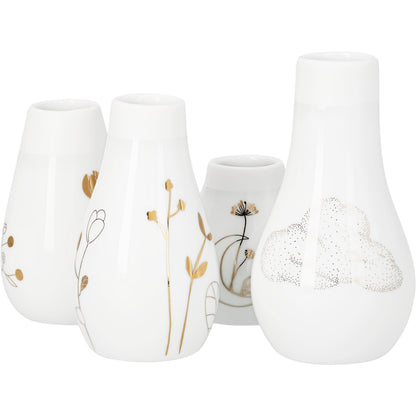 Minivasen Himmelsgarten 4er Set von räder design moderne Dekoration aus Porzellan D.3,8-4,3cm, H.4,4-8cm