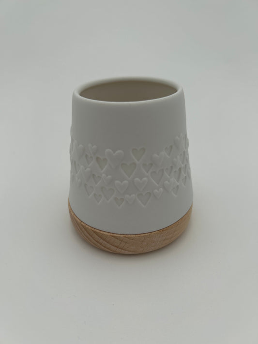 Windlicht Herzen aus Porzellan & Holz Herz - Neuheit 2026 von räder design - D.7cm H.7cm