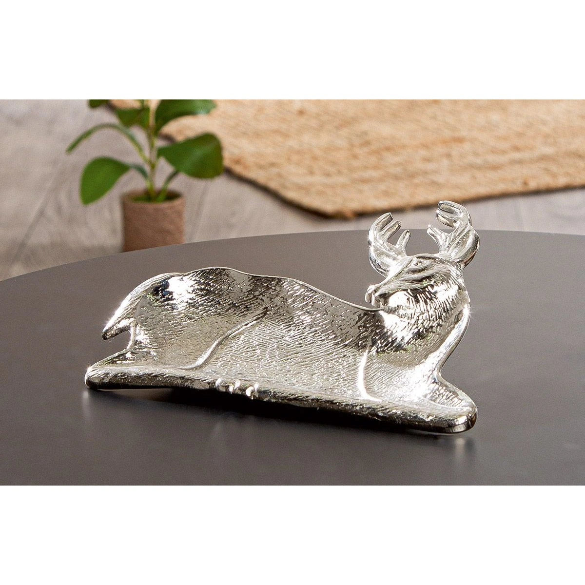 Schale „Hirsch“ von Gilde – Dekoschale aus Aluminium in Silberoptik