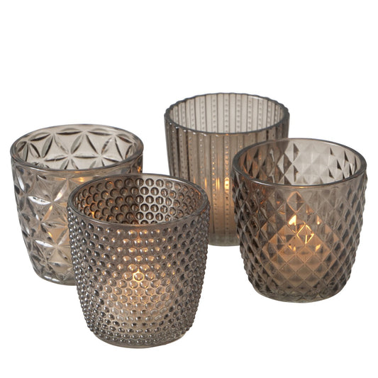 Teelichthalter/Windlicht aus Glas 4er-Set von Boltze - Setpreis