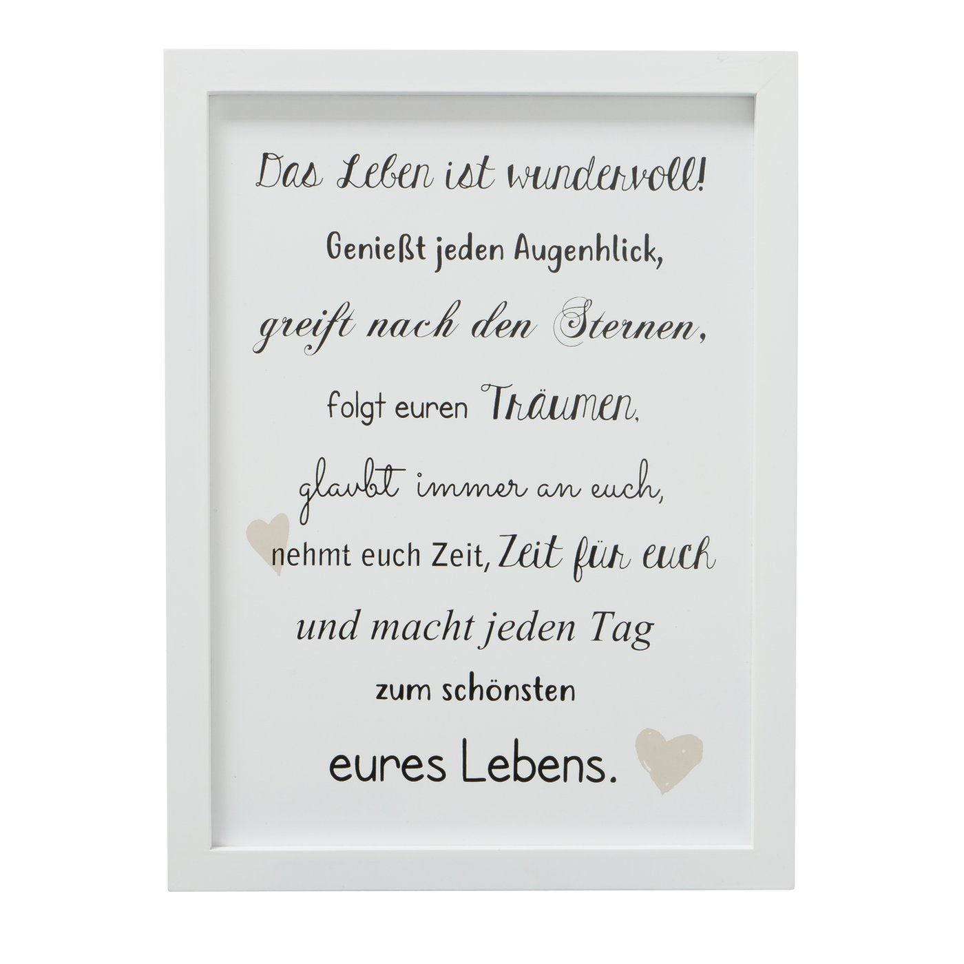 Bild im Rahmen 30x40 cm mit Spruch über das Leben weiß von Boltze