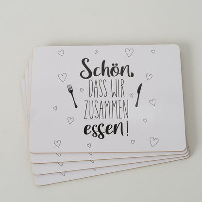 Tischsets aus Korkeiche 4er-Set "Schön dass wir zusammen sind / essen" von Boltze