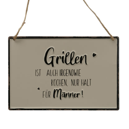 Bedrucktes Schild "Grillen" grau/rot/schwarz/weiß von Boltze