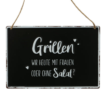 Bedrucktes Schild "Grillen" grau/rot/schwarz/weiß von Boltze