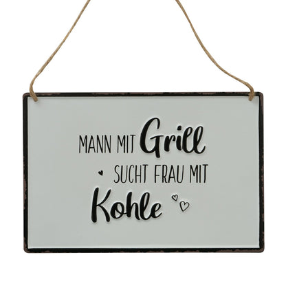 Bedrucktes Schild "Grillen" grau/rot/schwarz/weiß von Boltze