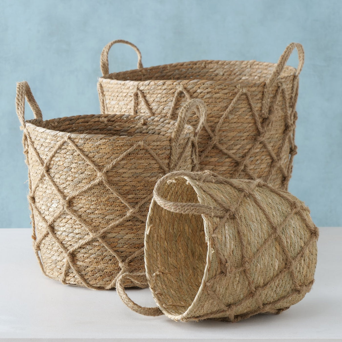 Maritime Körbe aus Seegras 3er-Setpreis günstig Boltze großes Korb Set – Enni´s Shop
