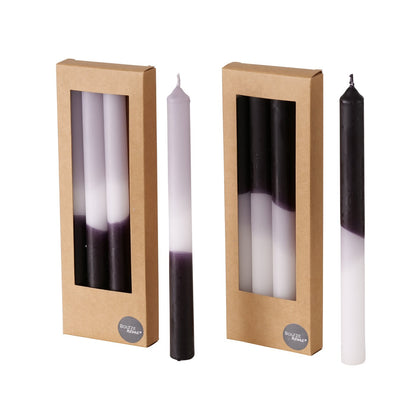 Stabkerzen 4er-Set grau/schwarz/weiß von Boltze Geschenkverpackt
