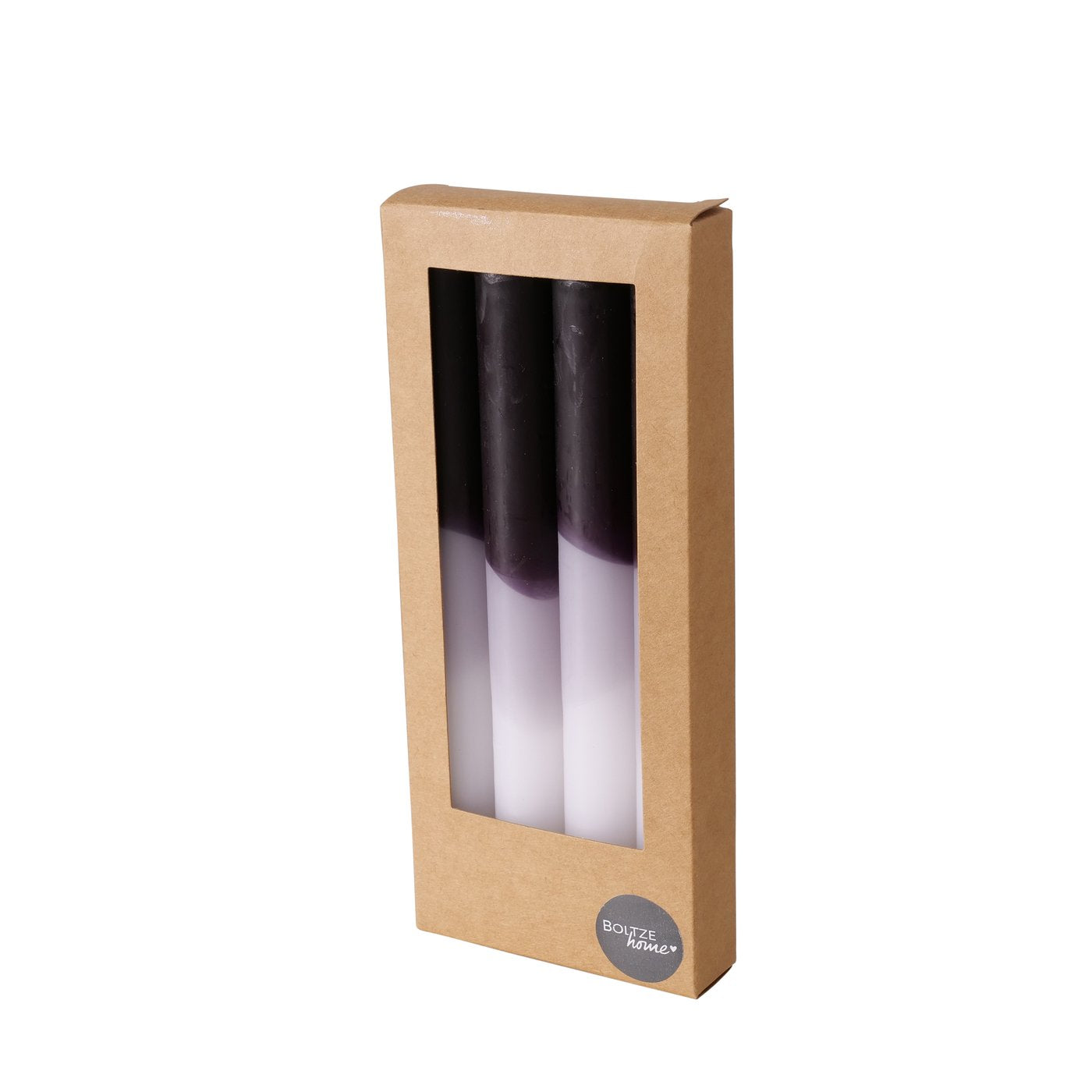 Stabkerzen 4er-Set grau/schwarz/weiß von Boltze Geschenkverpackt