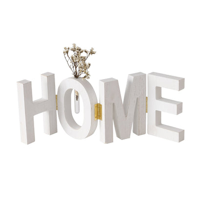 Dekoaufsteller/Schriftzug aus Holz "Home" klappbar natur/weiß inkl. Trockenblumen von Boltze
