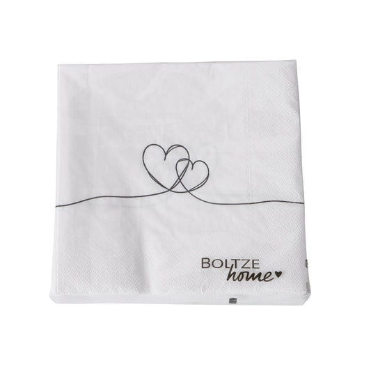 2er Set Servietten 16,5x16,5 cm "Herzen & Love" von Boltze Herz Liebe